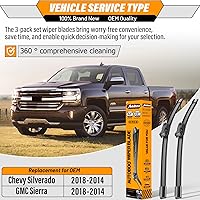 Vista 2 de OEM Windshield Wiper Blades Replacement for Chevy Silverado GMC Sierra 2014 2015 2016 2017 2018, High Performance Front Beam Wiper Blades, OE