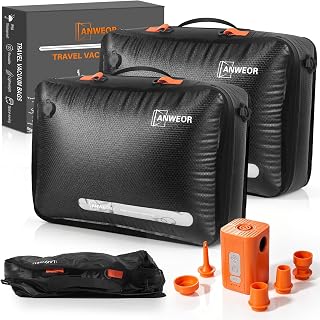 2 Pack with Vacuum Travel Bag for Suitcase, 30L Overpack Vacuum Bags w/Pump | IP68 Waterproof Compression Bags For Carry On Luggage&Backpacks, Reusable Nylon Vacuum Seal Bags For Clothing Travel Kit