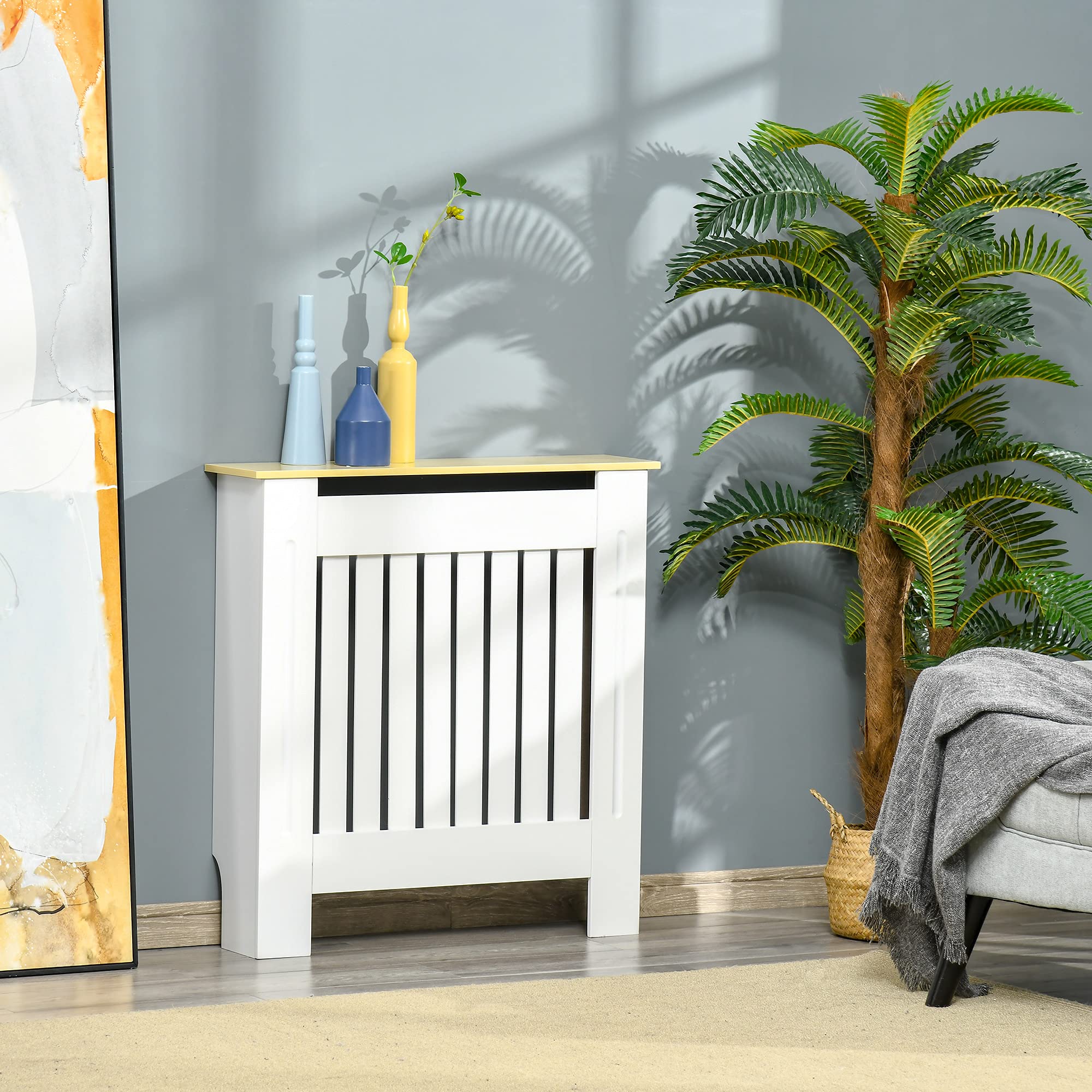 HOMCOM Cubre Radiadores 78x19x83 cm Cubierta para Radiador de MDF Cubreradiador para Salón Dormitorio Pasillo Blanco