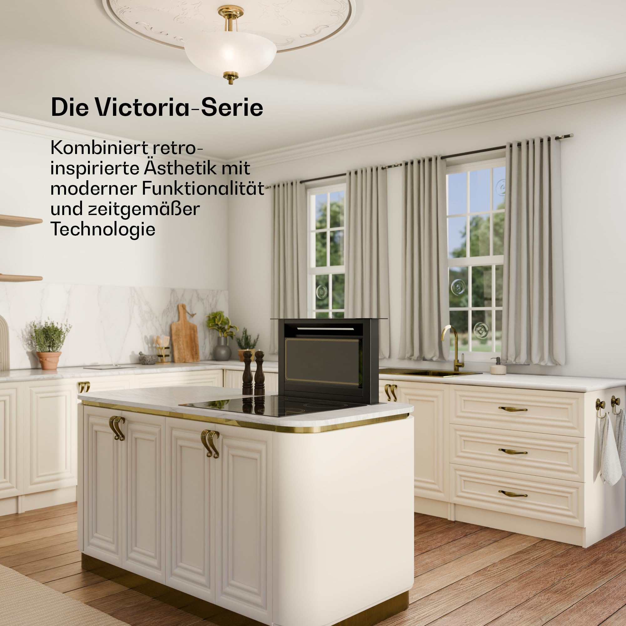 Klarstein Victoria Downdraft Dunstabzugshaube, A Energieeffizienz, 713,8 m³/h, 52 dB, Touchscreen, LED, Schwarz