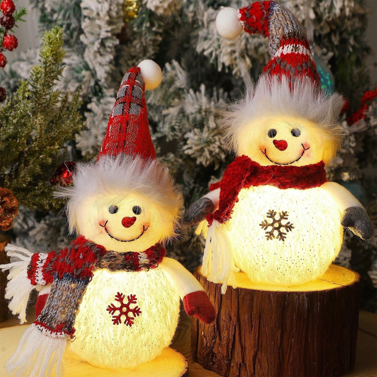 2 Stück LED Schneemann Weihnachtsdeko Innen,25CM Weihnachten Dekofigur,Beleuchtet Tischdeko Weihnachten für die Adventszeit,Snowman Christmas Table Decorations Küche, Haushalt & Wohnen