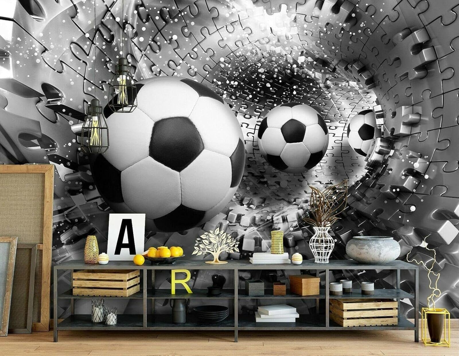 Kfjhgbdshhj 3D Mural Photo Mural-Wallpaper For Children's Room Football - For Children's - 3D Effect - Abstract,300Cmx210cm Poster - Wall Sticker - Frameless Picture