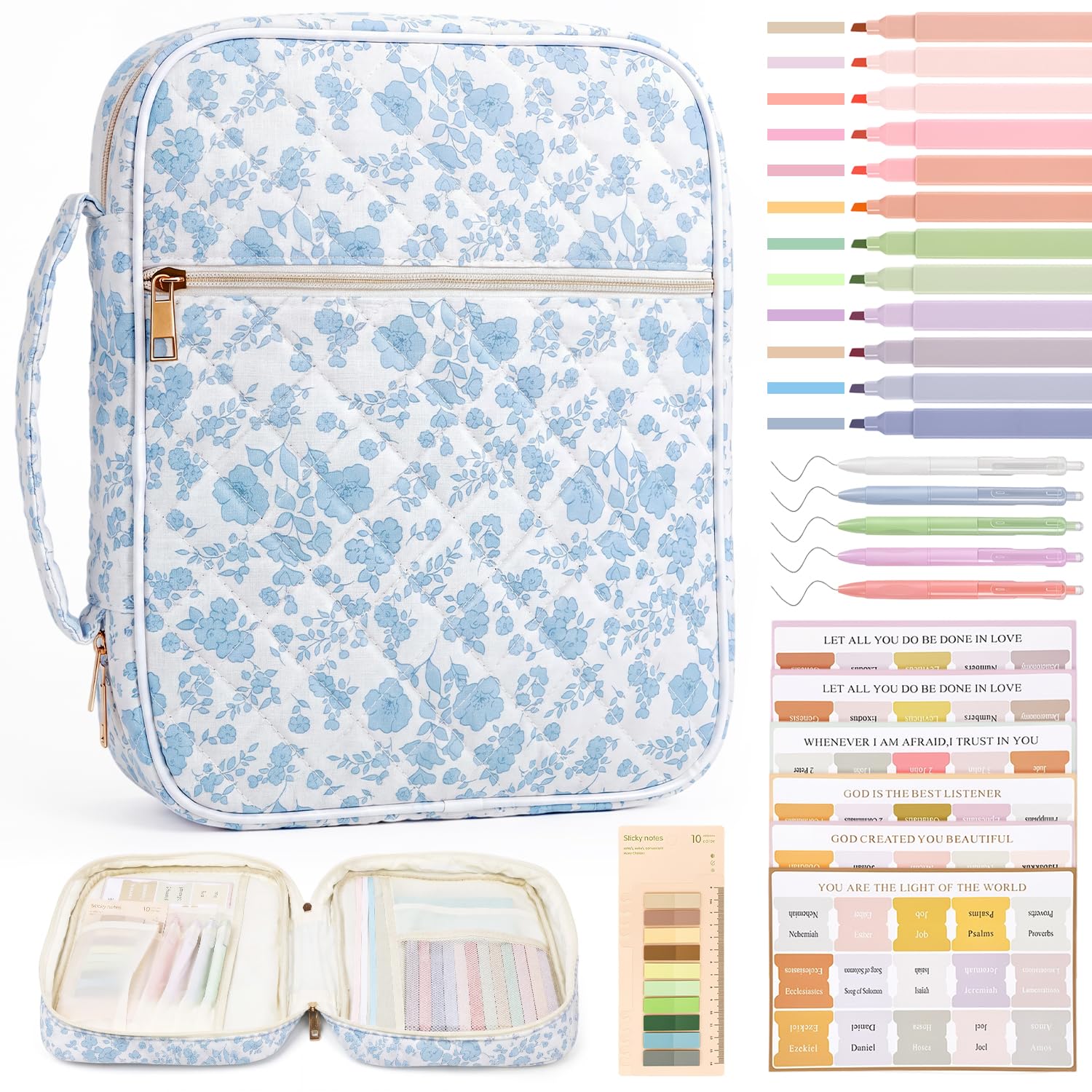 Bible Cover Case for Women Bible Bag w/Handles Bible Study Supplies