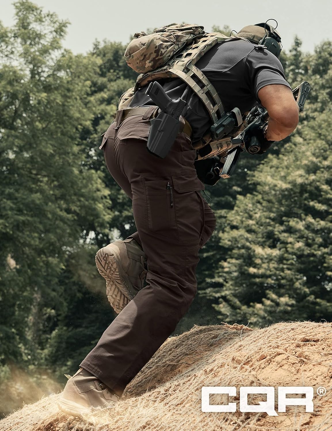 CQR Men's Flex Stretch Tactical Pants, Water Resistant Ripstop Cargo Pants, Lightweight EDC Outdoor Work Hiking Pants - Image 3