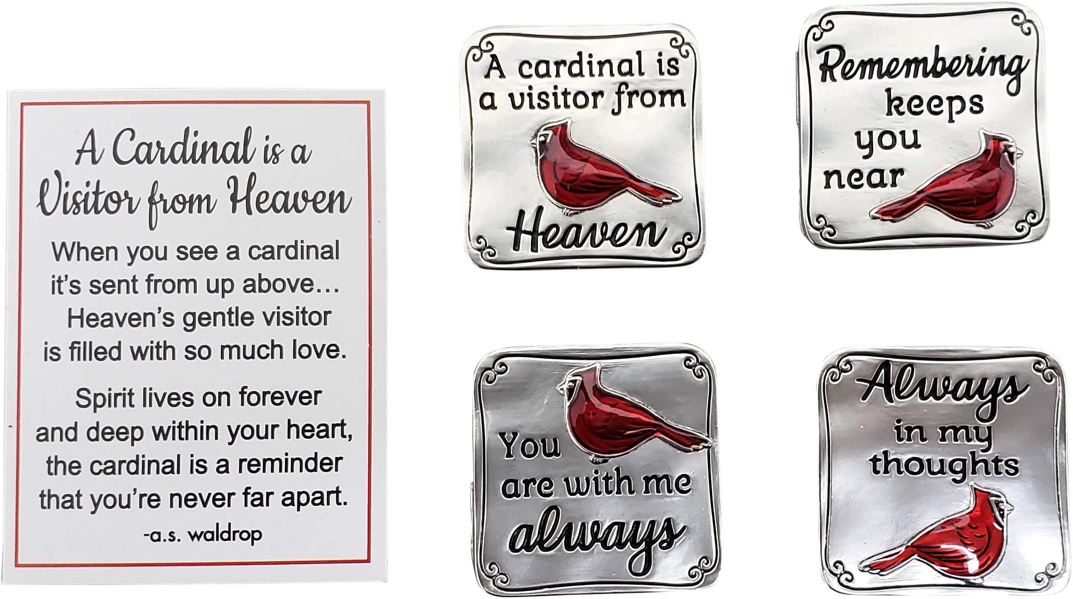 Ganz A Cardinal is a Visitor from Heaven Charm Pocket Token with Story Card ~ Remembrance Memorial (Quote May Vary); 1 Token only