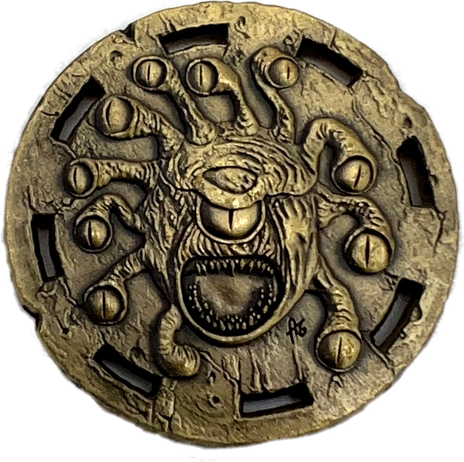 Gold Eye Tyrant Decision Coin D2 Heads-Tails - Yes-No RPG LARP