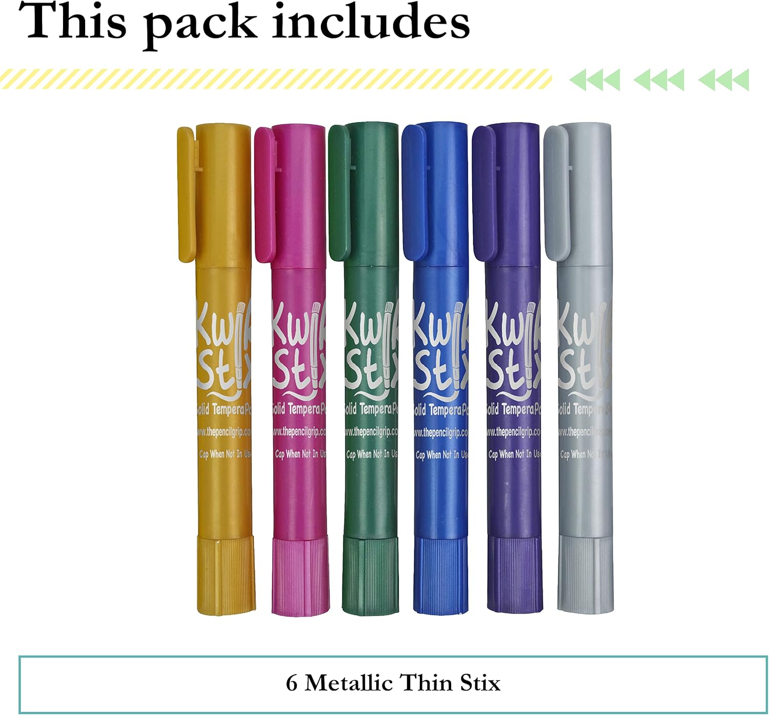 Kwik Stix Tempera Paints, Thin Tempera Paint Pens, Super Quick Drying, 6 Metallic Colors- TPG-619