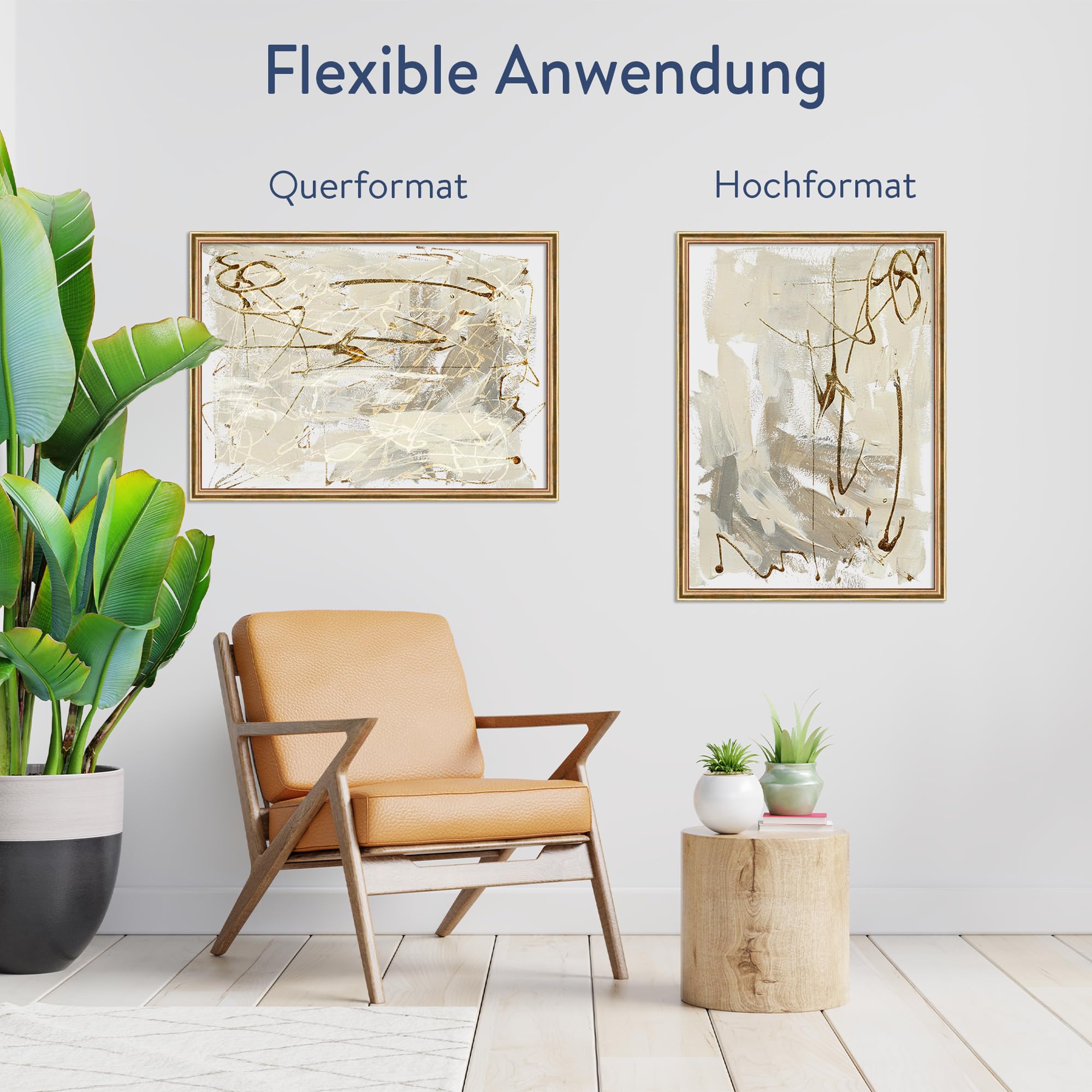 WANDStyle goldener Bilderrahmen 40x50 Holz, Bilderrahmen Gold Vintage | Hochwertiger Holzbilderrahmen Antik, Posterrahmen zum Aufhängen, Rahmen 50x40 cm, Fotorahmen H400 Made in Germany
