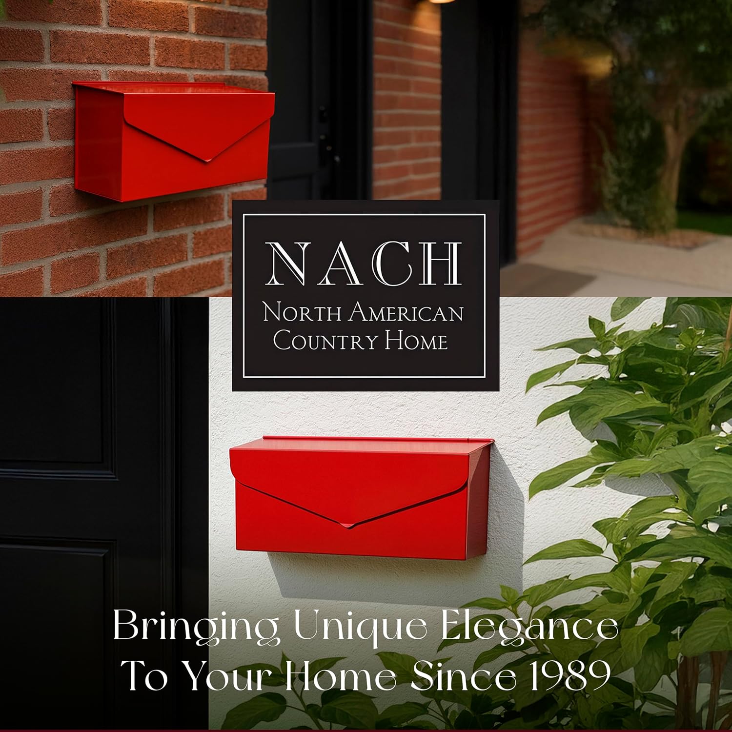 NACH Red Envelope Wall Mount Mailbox, Rust Resistant Metal Mailbox, Red Mailbox Wall Mount, Mailboxes for Outside Wall Mount, Outdoor Mailboxes, Wall Mailbox, 14.1 x 3.5 x 6 Inches, MB-6915RED