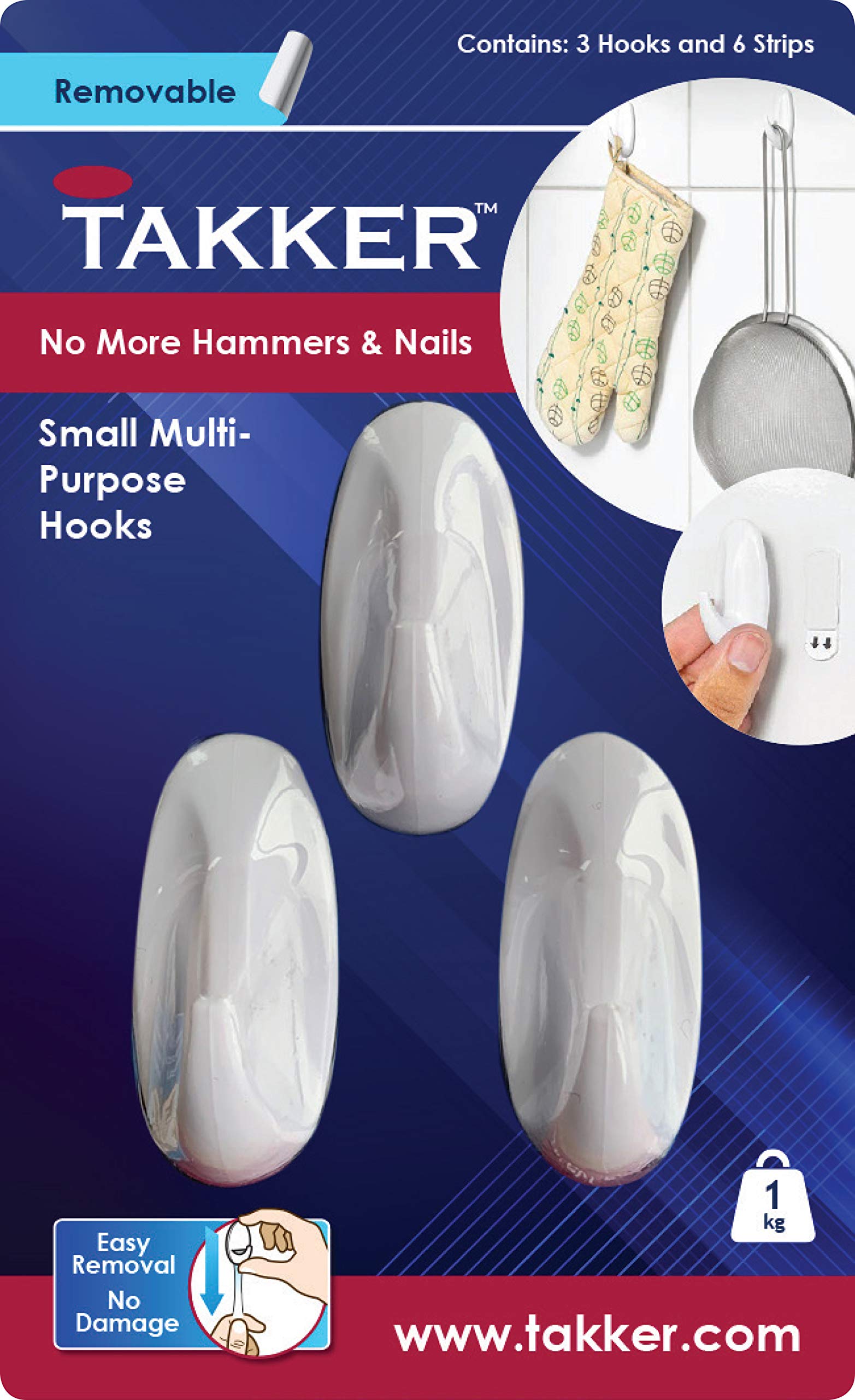Takker Multipurpose Hooks - Small - White
