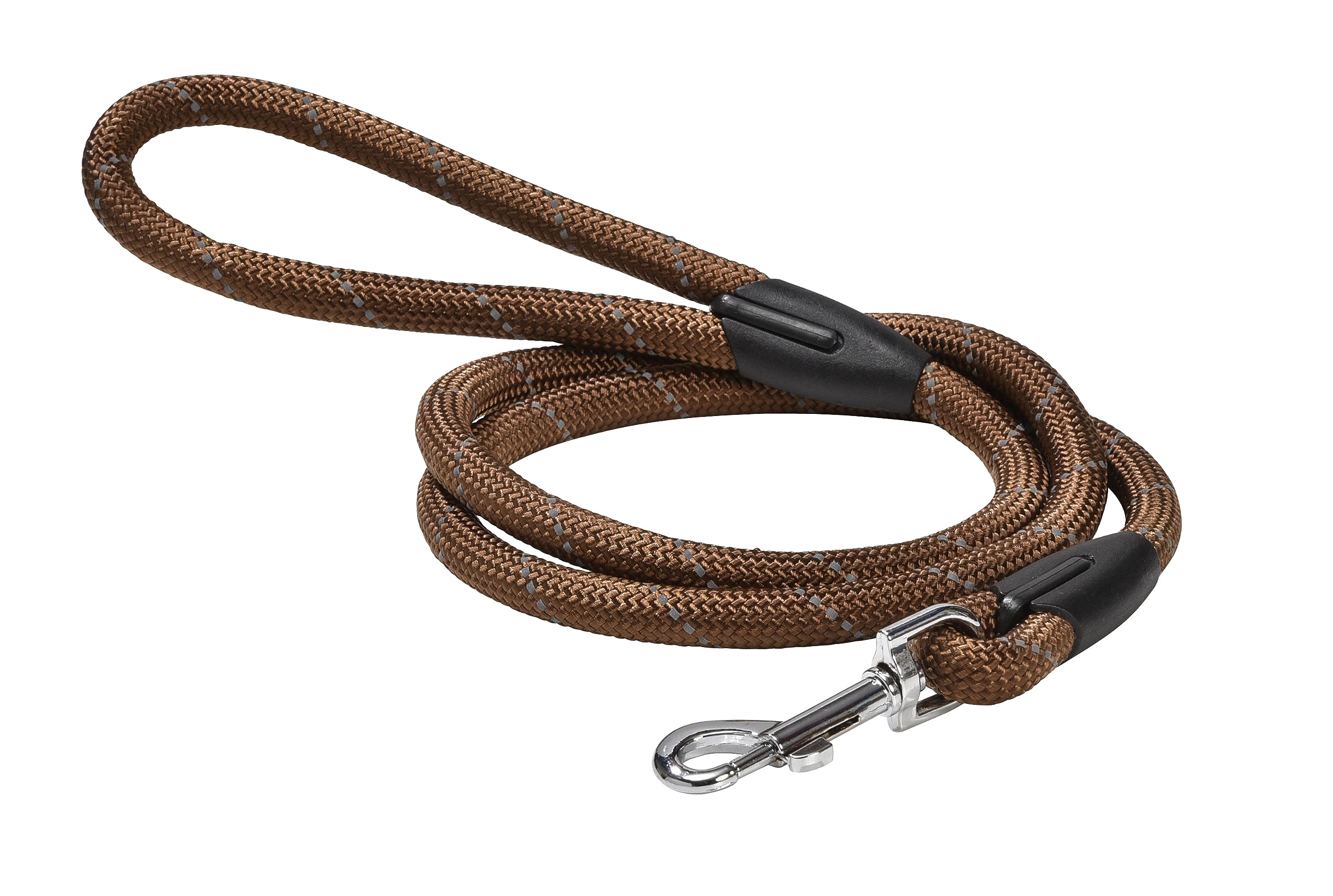 Bobby Walk Tubular Dog Leash, Training Dog Leash with Carabiner, Durable Nylon, Brown, 124 x 1.2 cm