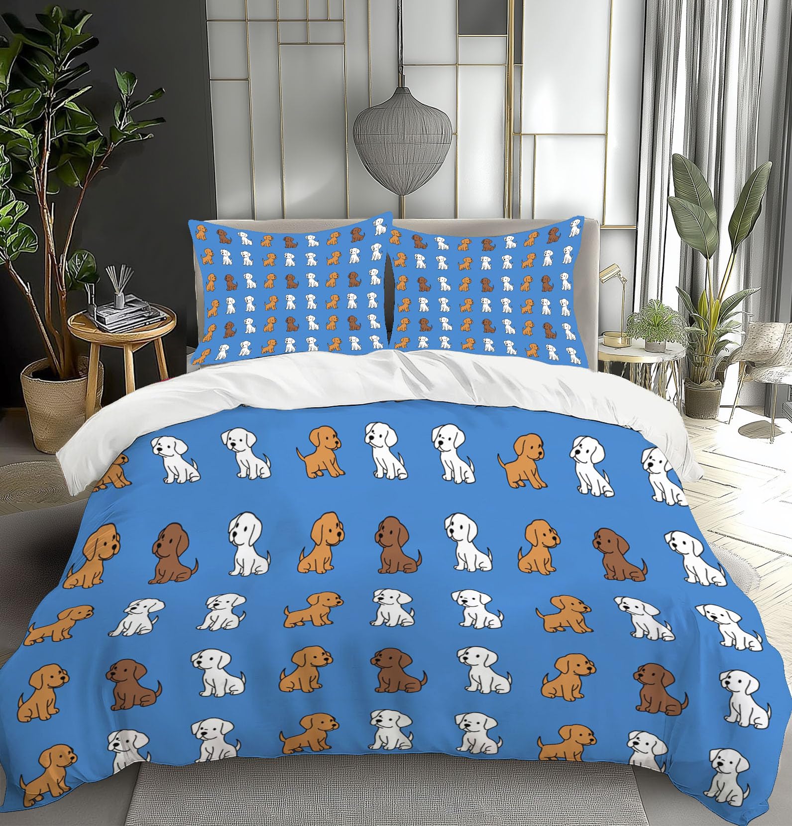 Housse de couette 240x260cm anti-plis en microfibre douce pour lit deux places