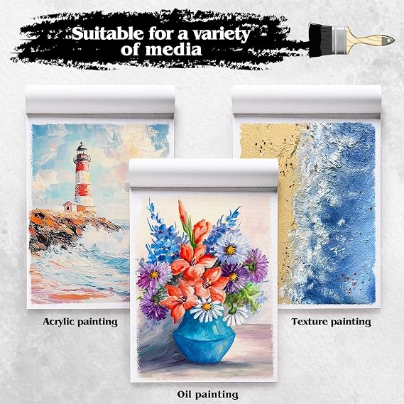 12 Sheets Canvas Paper Pad 9x12, 350 GSM Canvas Sheets Glue Bound Canvas Sketchbook for Adults and Students - Acrylic Painting, Oil Painting