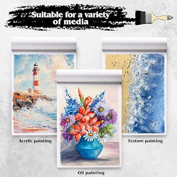 12 Sheets Canvas Paper Pad 9x12, 350 GSM Canvas Sheets Glue Bound Canvas Sketchbook for Adults and Students - Acrylic Painting, Oil Painting