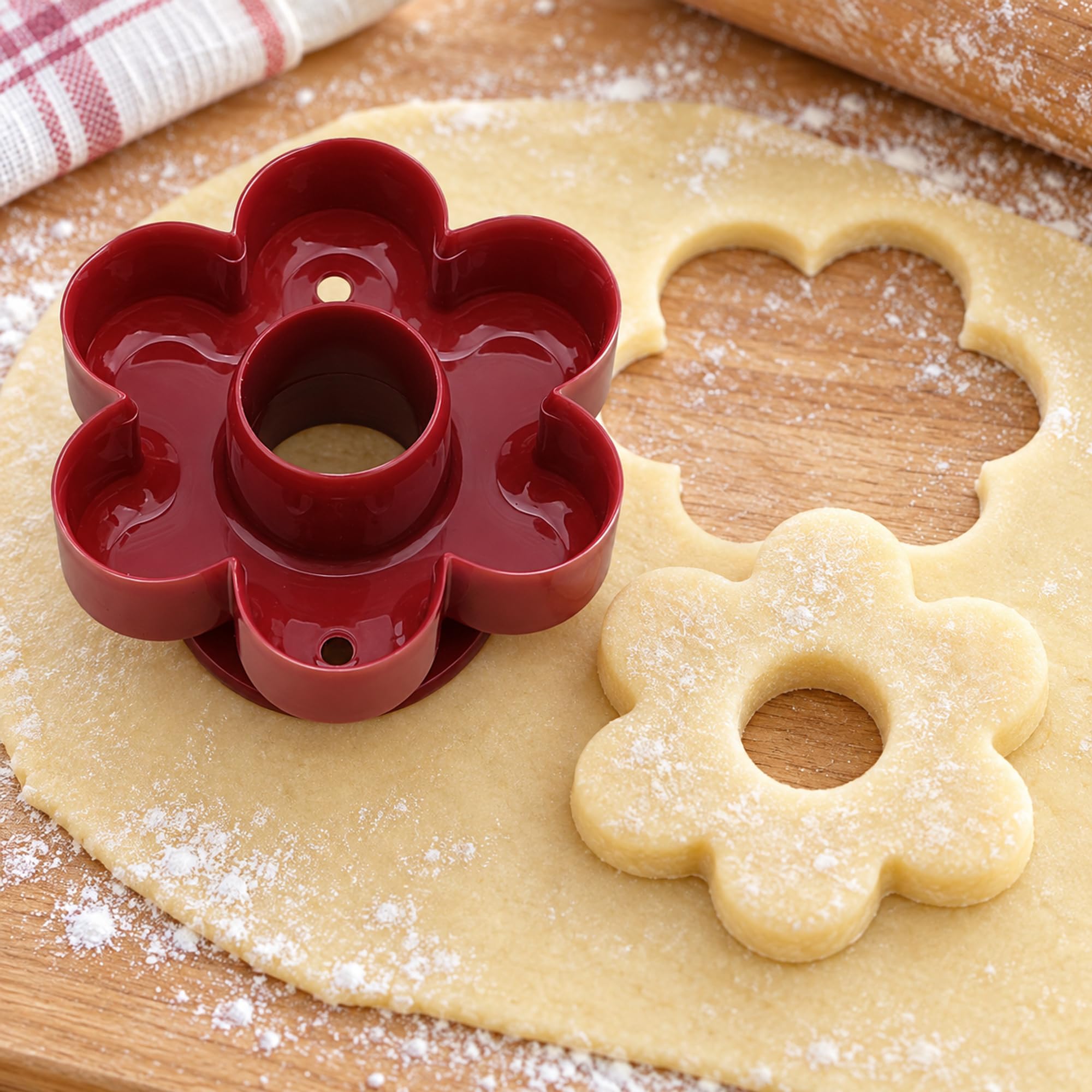 Flower Shaped Plastic Doughnut Cutter for Pastry Dough, Decorative Baking Tool for Homemade Donuts and Desserts