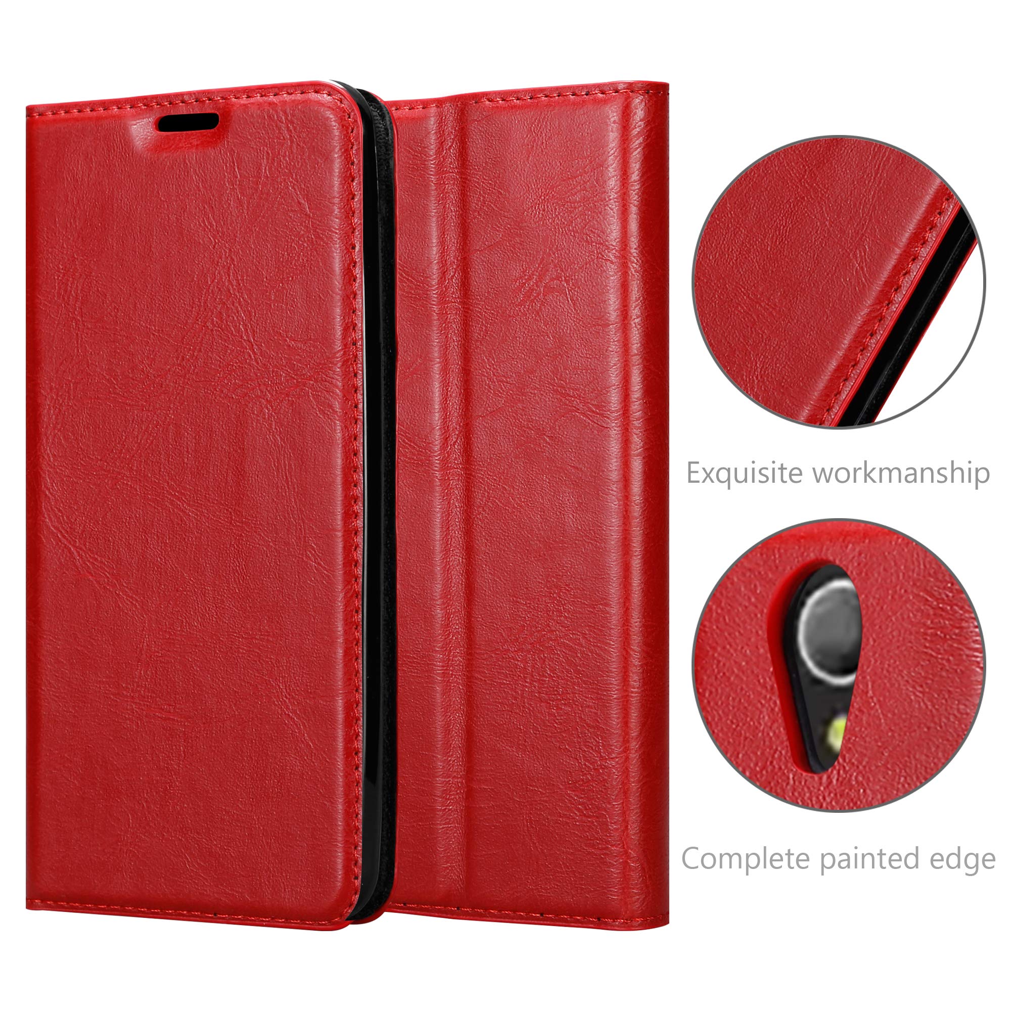 Custodia Libro Cadorabo Per Alcatel 1S 2019 - Colore Rosso Mela, Con Porta Carte, Funzione Stand E Chiusura Magnetica, Cover Portafoglio In Pelle Sintetica