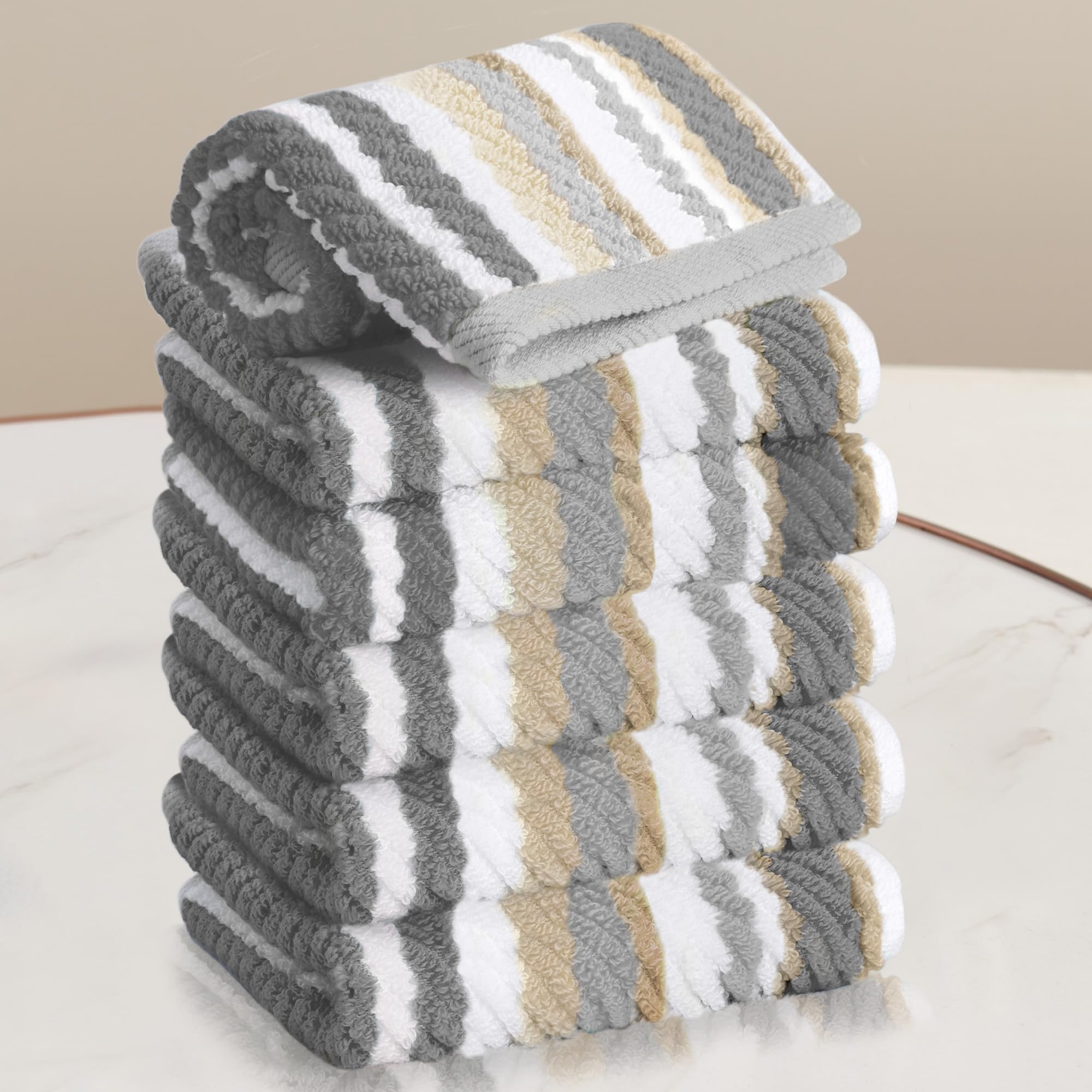 VOOVA & MOVAS Gray Beige Bath Towel Set - Soft & Absorbent -15