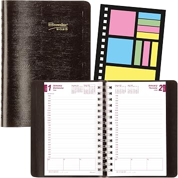 Brownline 2025 PlannerPlusTM Daily/Monthly Planner, Appointment Book, 12 Months, January to December, Twin-Wire Binding, 8" x 5", Black CB634WN.BLK-25