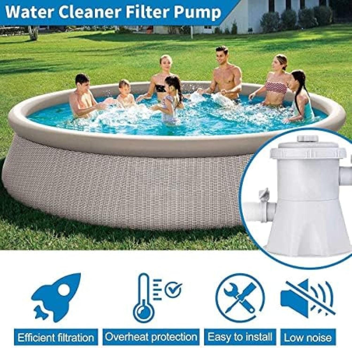 Zestaw Pomp Basenowych Easy Set, Pompy Basenowe Naziemne, Kompatybilne Z Wężami Filtrującymi, Pompa Z Wkładem Filtrującym Crystal Clear Do Letnich Basenów Dmuchanych, UK