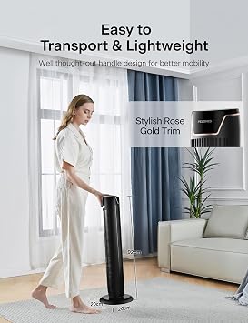 PELONIS Kule Fan, Uzaktan Kumanda, 38dB Fısıltı Sessizliği, 5 Hız Kademesi ve 4 Mod, LED Ekran, 15h Zamanlayıcı, 90° Salınım