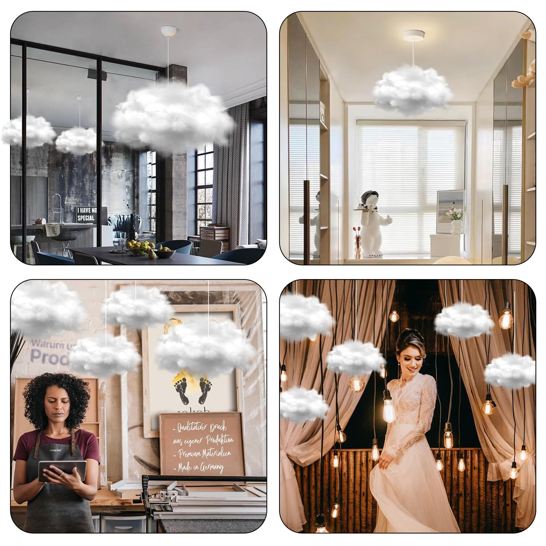 Article De Décoration Nuage De Coton Blanc Nuage Pour Mariage Anniversaire Fête Événement Arrière-Plans Noël Nouvel An Fournitures Suspendues