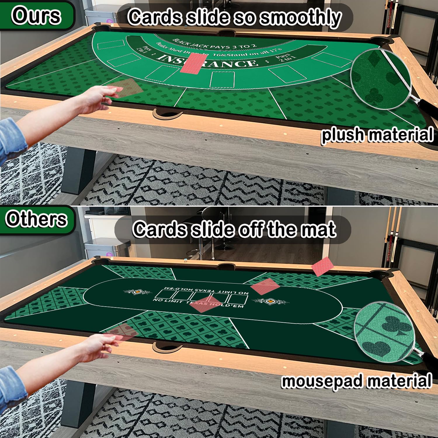 LENGAMPLAY Poker Mat, 8-10 Players Texas Holder Poker Table Top - 70