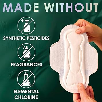 L. Ultra Thin Pads for Women, Regular Absorbency, Organic Cotton Top Layer, Unscented Pads with Wings, 56 Count