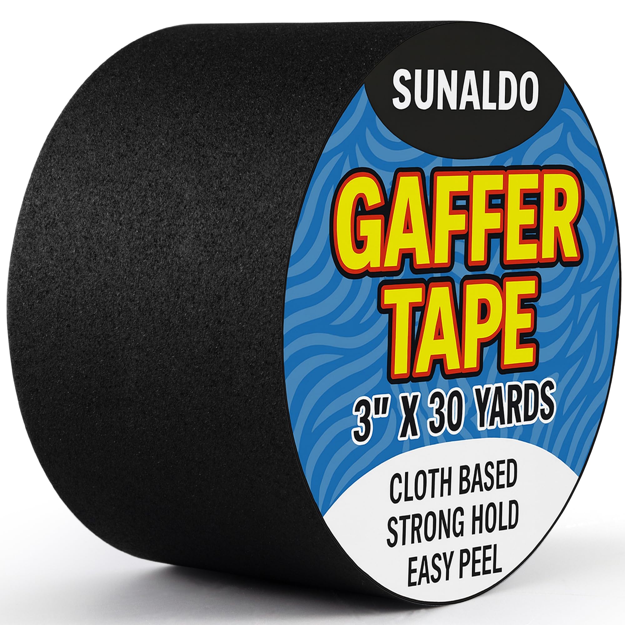 SUNALDO Gaffers Tape (3 Inch x 30 Yards) Strong Hold, Easy to Rip, Residue-Free Professional Grade Floor Tape for Electrical Cords, Matte Finish Non