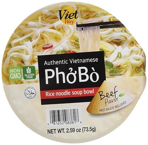 Auténticos fideos de arroz vietnamita Pho Bo fideos de arroz Pho cuenco para sopa de carne Pho Bo salsa caliente incluye
