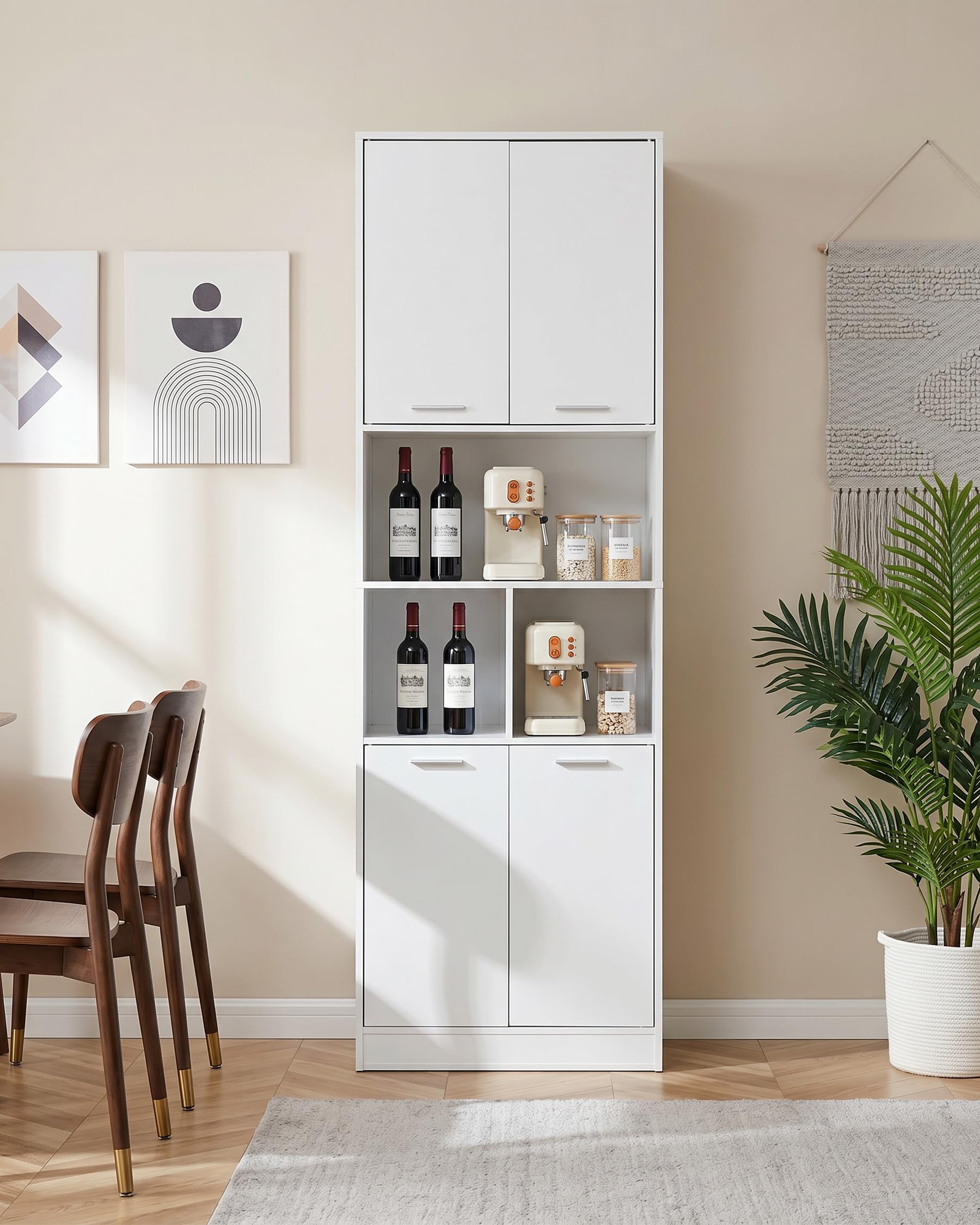 Mehrzweckschrank 60 cm Breit mit Türen, Apothekerschrank Küche 2 Stück, Küchenschrank Weiß Schmal Hoch, Vorratsschrank Speisekammer Küche als Haushaltsschrank für Speisekammer