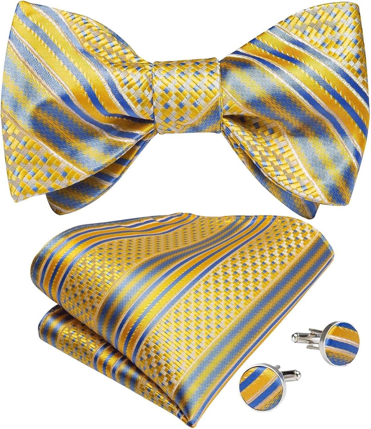 Paisley Bow Tie Silk Woven Wedding Party Necktie Brooch Pin Hanky Set Tuxedo