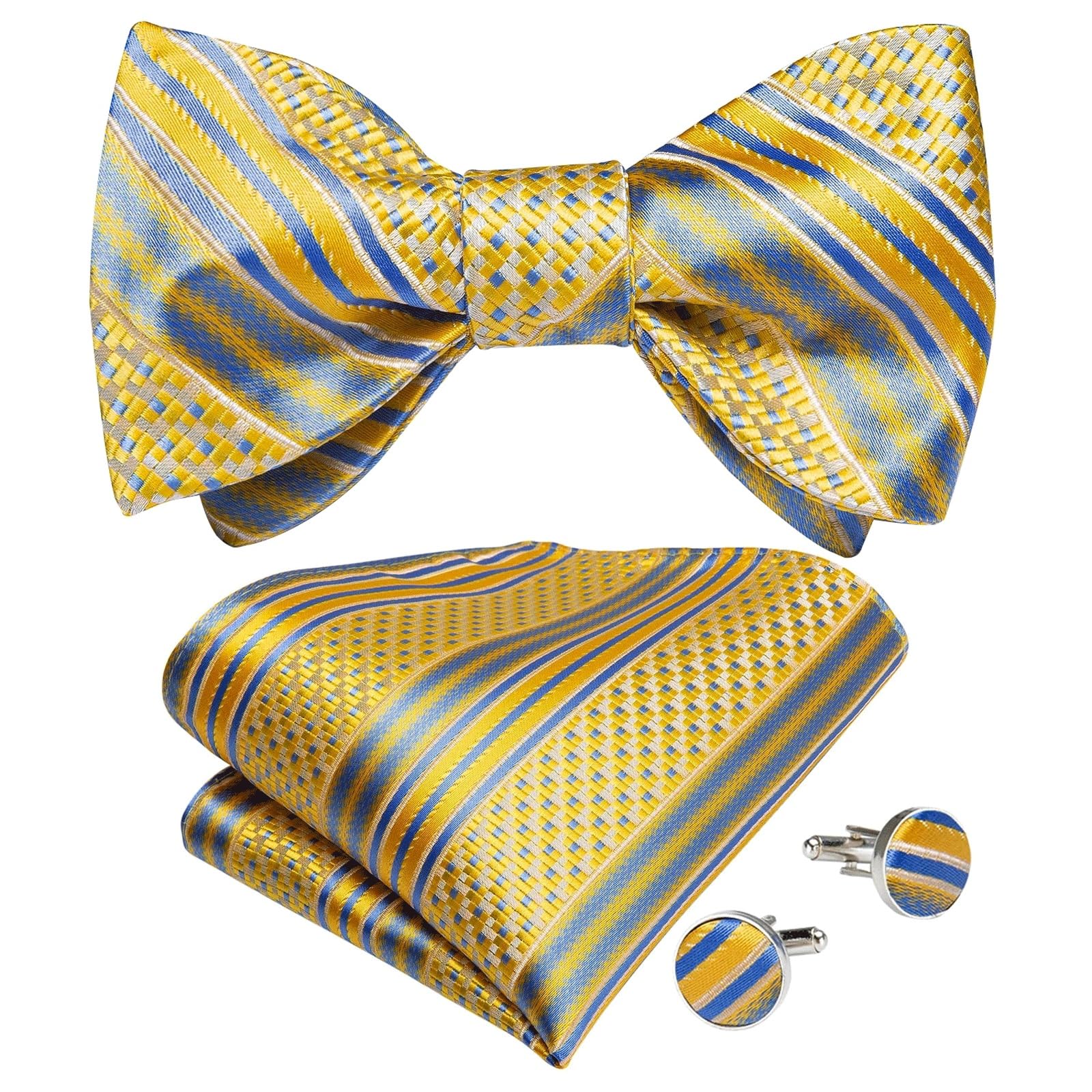 JFDBGU Paisley Bow Tie Silk Woven Wedding Party Necktie Brooch Pin Hanky Set Tuxedo Bow Tie