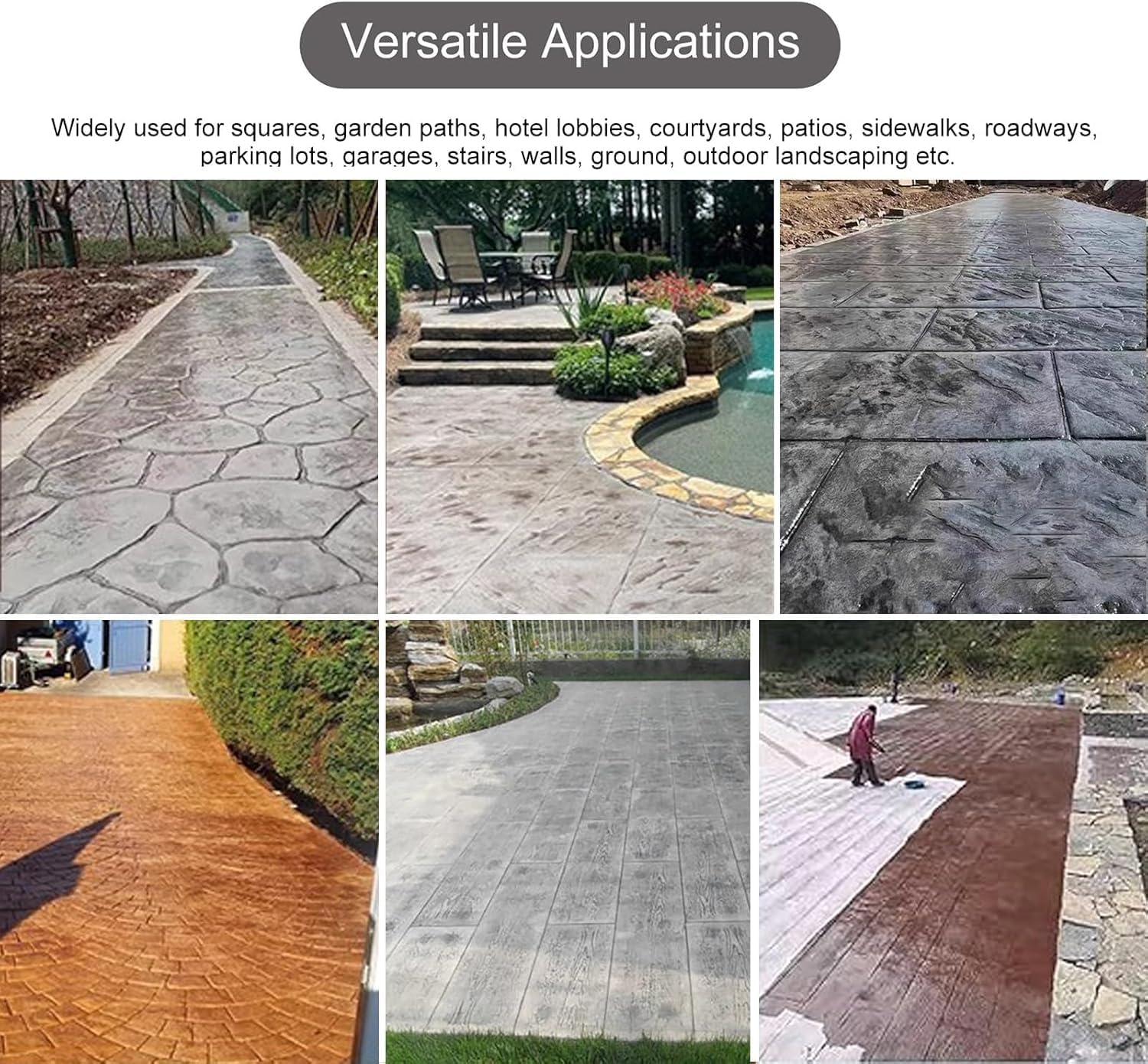 Rectangular Floor Concrete Texture Formwork, Seamless Stone Tile Concrete Impression Mat, Concrete Floor Impression Mat with Clear Pattern