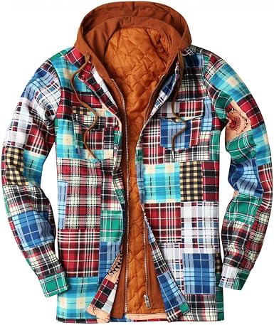 Mens Flannel Jackets with Hood Sherpa 