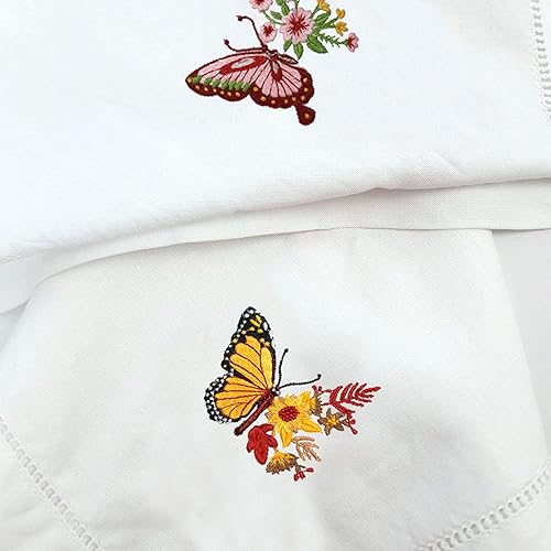 Miniatura 4 de Servilletas de mesa de algodón bordadas, juego de 4 servilletas de tela cuadrada de 18 x 18 pulgadas, servilletas de tela de mariposa, para comedor,