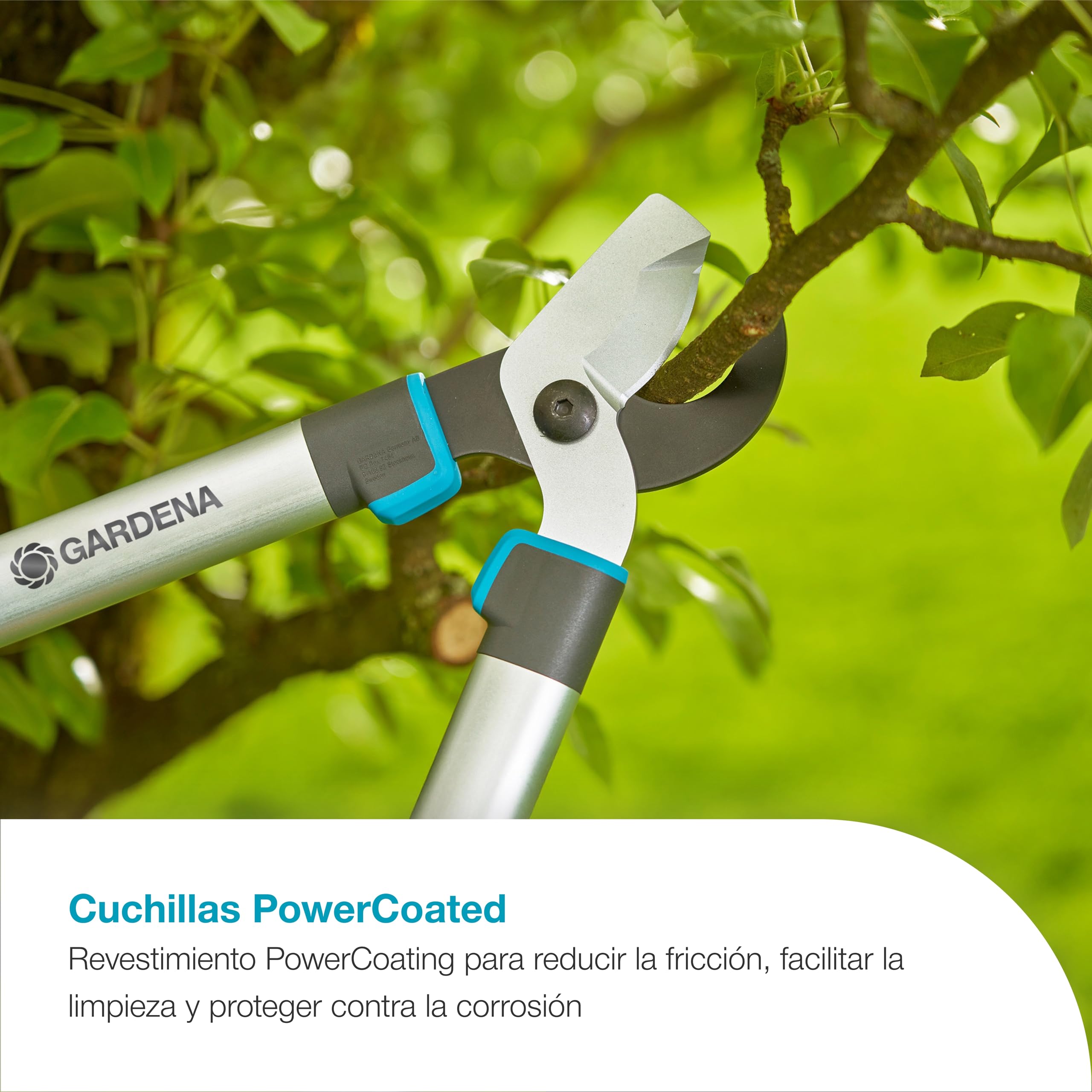 Gardena EasyCut S, tijeras de podar bypass para madera fresca de hasta 45 mm, hojas con afilado de precisión, PowerCoating para cortes limpios, diseño ergonómico, peso ligero de 900 g (12030-88)
