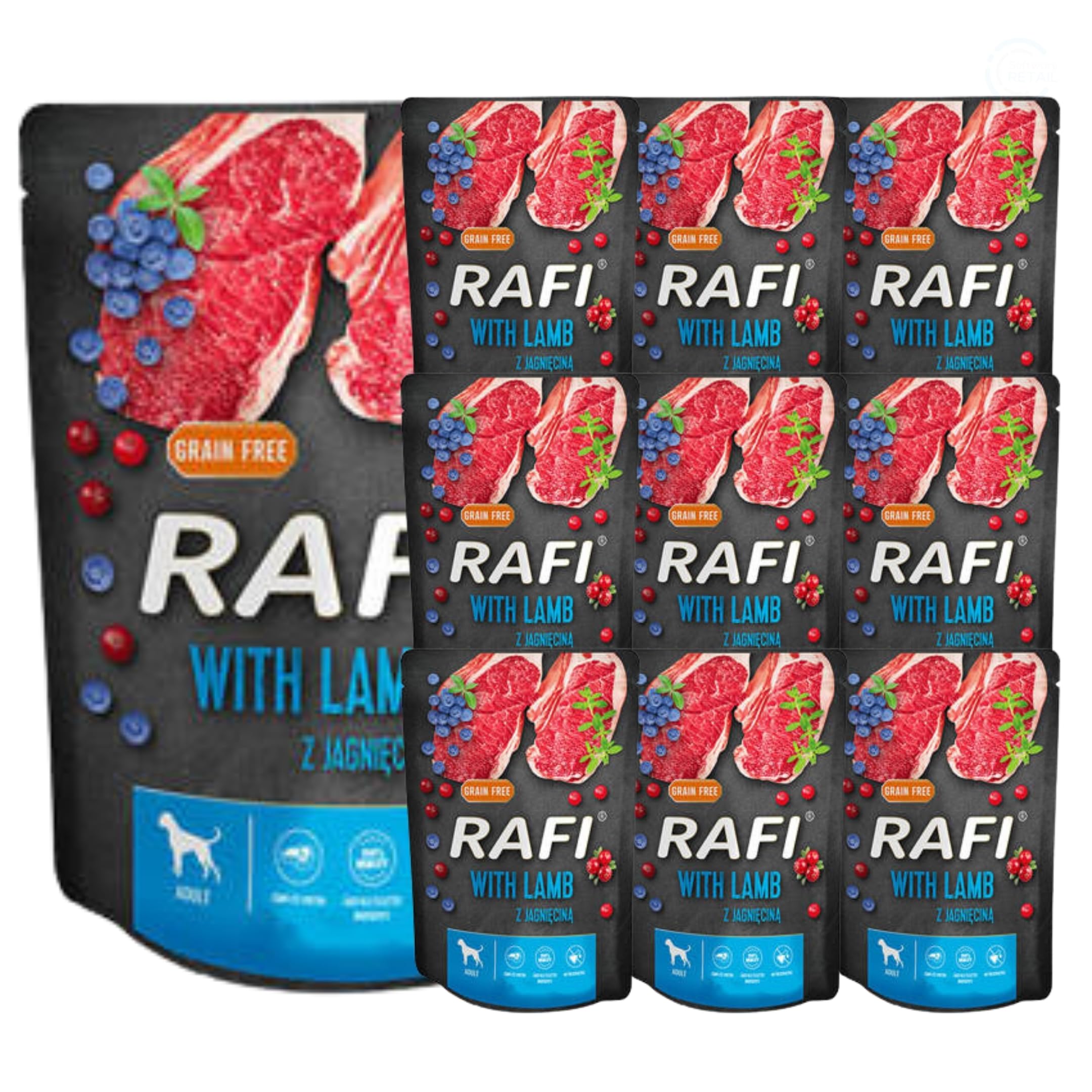 Rafi Complete Wet Dog Food: Meat & Natural Ingredients, Grain-Free, Immune-Boosting Superfoods in Every Flavour! Healthy & Tasty Nutrition for All Breeds! (Lamb, 10x300g) — image 1