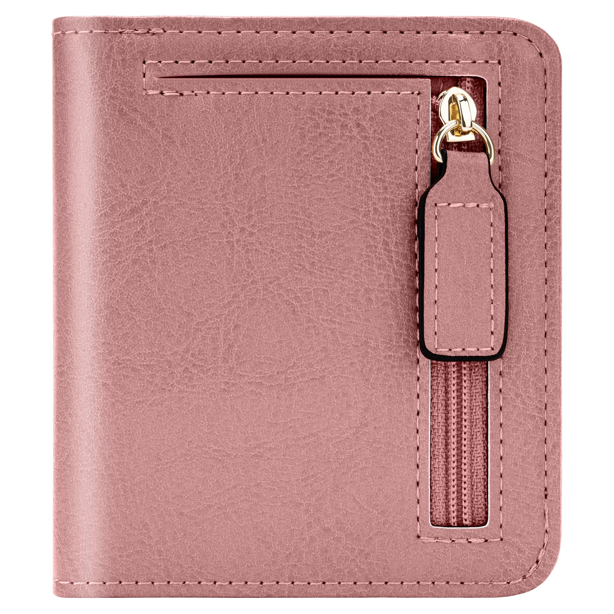 Gostwo Small Wallet for Women, Slim Bifold Credit Card Holder, Compact RFID Blocking Cash Wallet, Billfolds Thin Leather Zipper Pocket, Mini Wallet Gift for Ladies Teen Girls Travel with ID Window