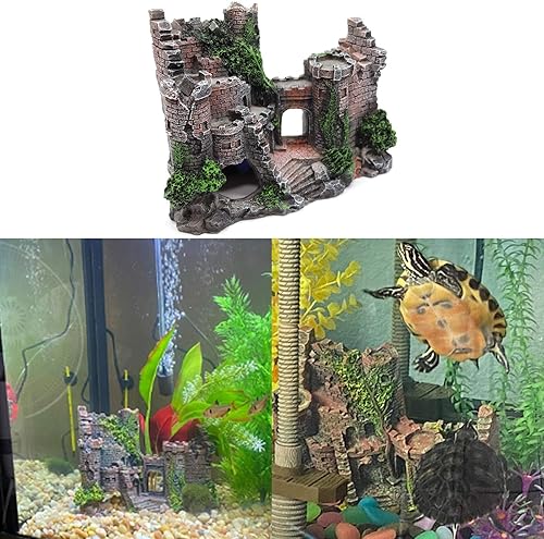 Miniatura 7 de Decoración de castillo de resina para acuario, escondites de castillo, cueva de piedra, escondite, casa, pecera, accesorios de acuario para Betta