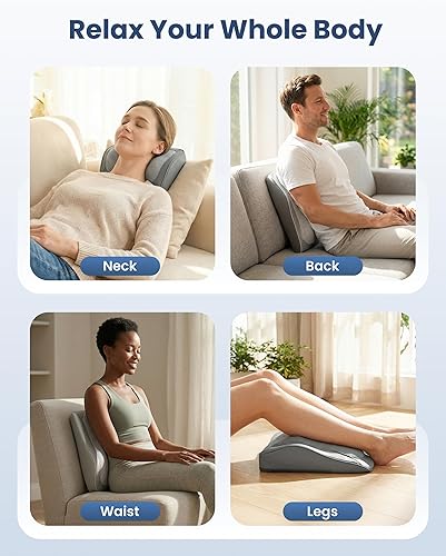 Miniatura 8 de COMFIER Masajeador de espalda Shiatsu con calor y vibración, masajeador de amasamiento para cuello y hombro para alivio del dolor de tejidos