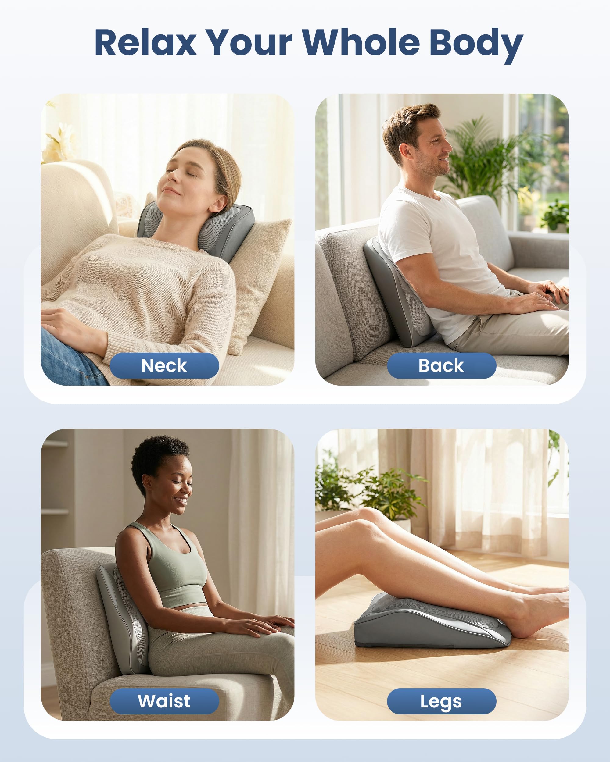 COMFIER Shiatsu Nackenmassagegerät mit Wärme und Vibration，Massagekissen für Nacken, Schulter und Rücken, Verwendung im Home Office, Geschenke für Frauen Männer Papa Mama