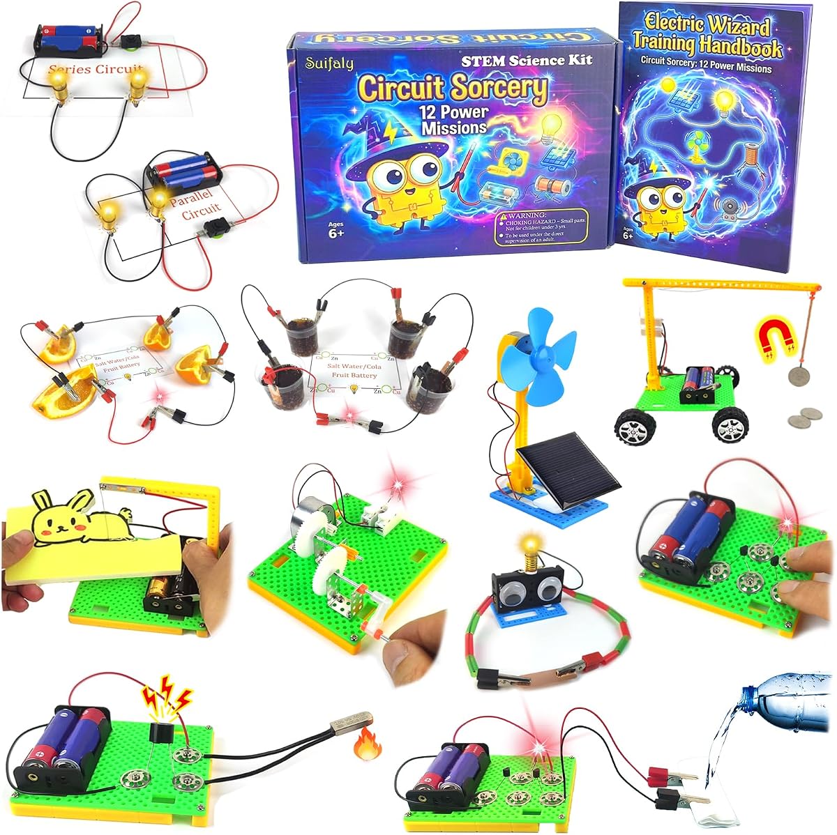 Circuit Sorcery Electric STEM Science Kit for Kids - 12 Power Missions Electricity & Electronics Experiments Lab - Energy Exploration Toy Kit for Boys & Girls - Educational Gift Ages 6+