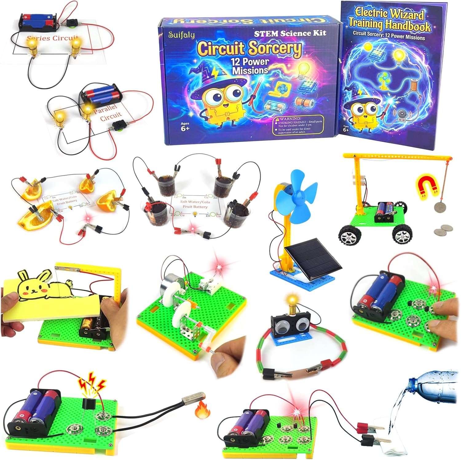 Circuit Sorcery Electric STEM Science Kit for Kids - 12 Power Missions Electricity & Electronics Experiments Lab - Energy Exploration Toy Kit for Boys & Girls - Educational Gift Ages 6+