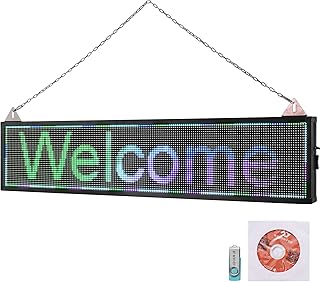 VEVOR LED Scrolling Sign, 40" x 9" WiFi & USB Control, Full Color P6 Programmable Display, Indoor High Resolution Message Board, High Brightness Electronic Sign, Perfect Solution for Advertising