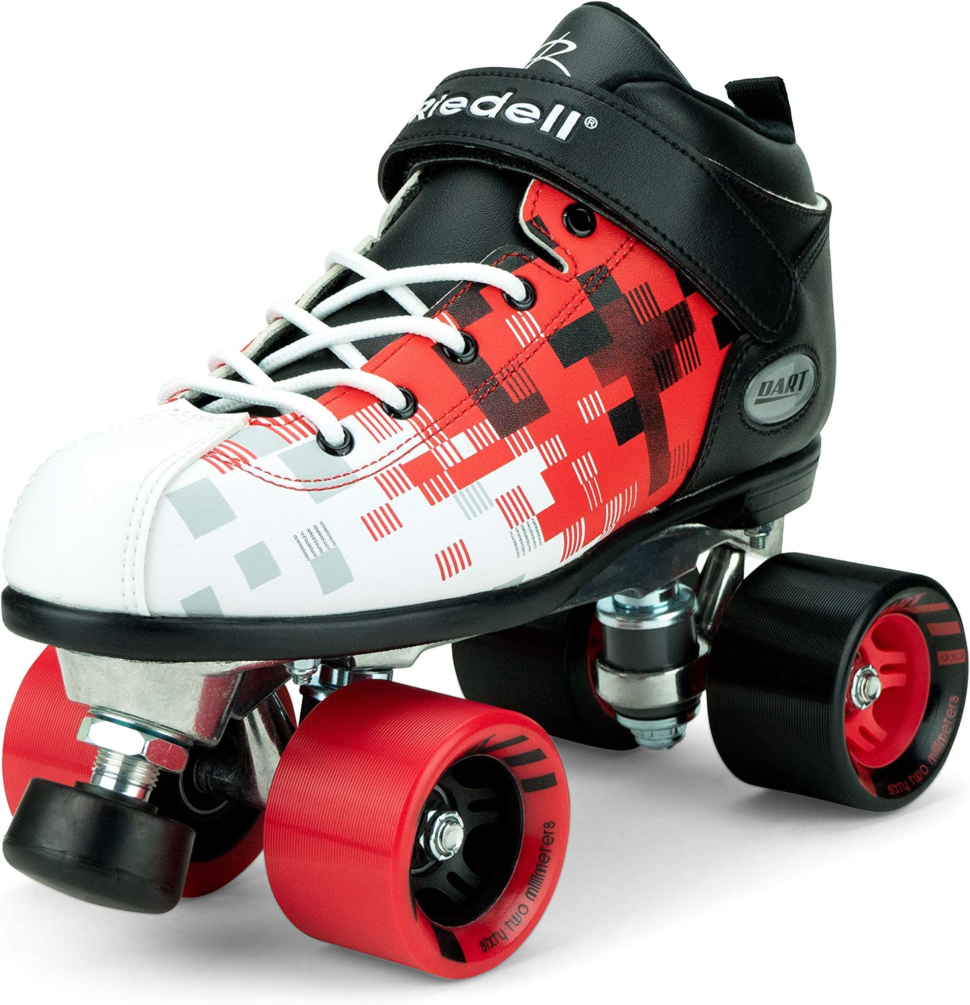 RiedellDart Pixel Roller Skate - Quad Roller Speed Skate | Black & Red | Size 2