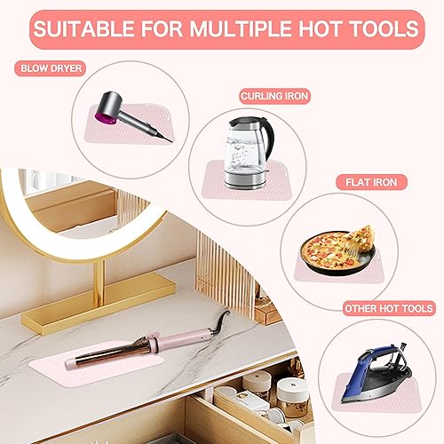 Miniatura 6 de Heysam Alfombrilla de silicona resistente al calor para herramientas para el cabello, almohadilla térmica, cubierta de alfombra de viaje para