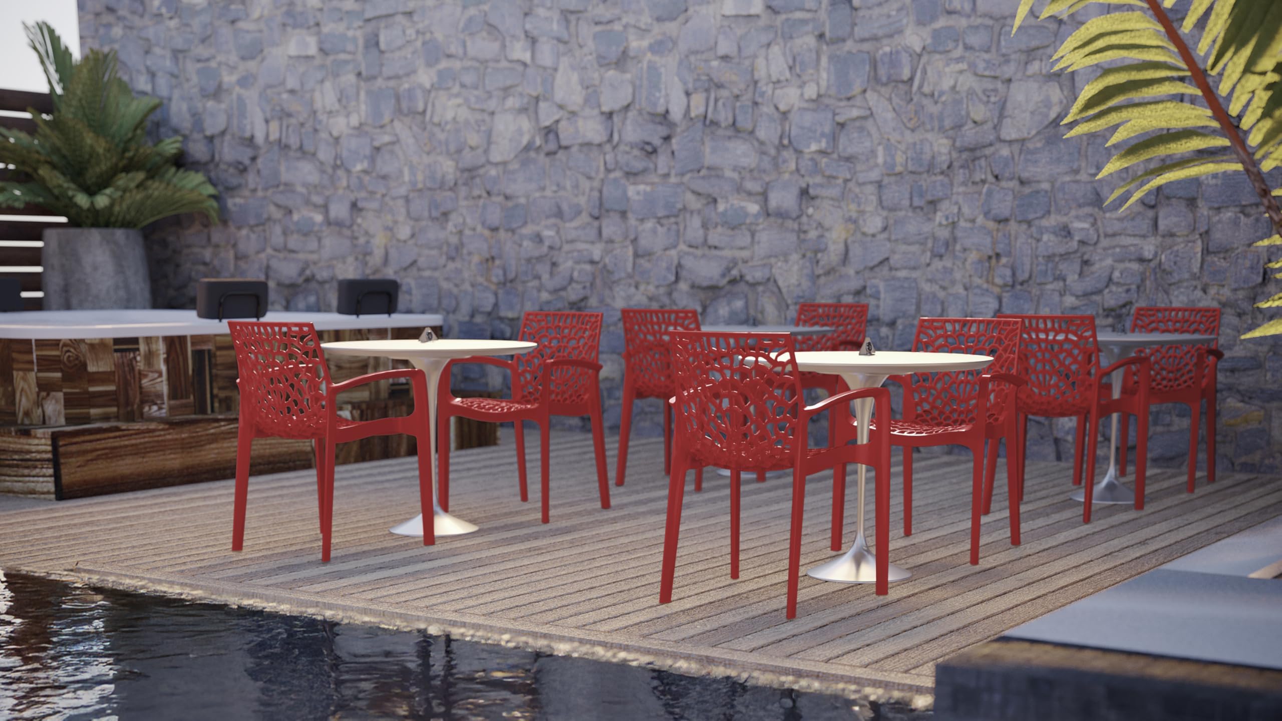 Grandsoleil Upon Gruvyer Stapelbarer Sessel, Polypropylen, 53 x 58 x 81 cm, Rot