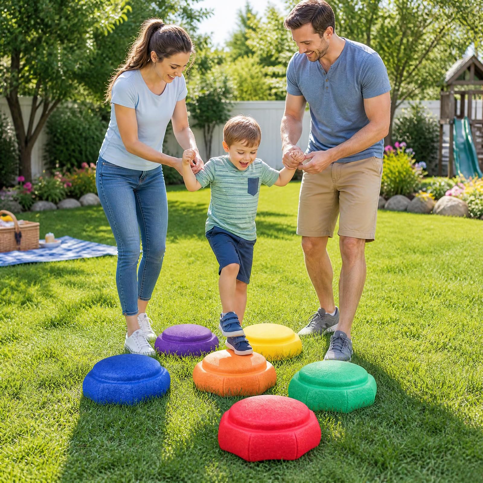 GOPLUS Piedras de Equilibrio para Niños 3+ Años, Carga 80 kg, Multicolor