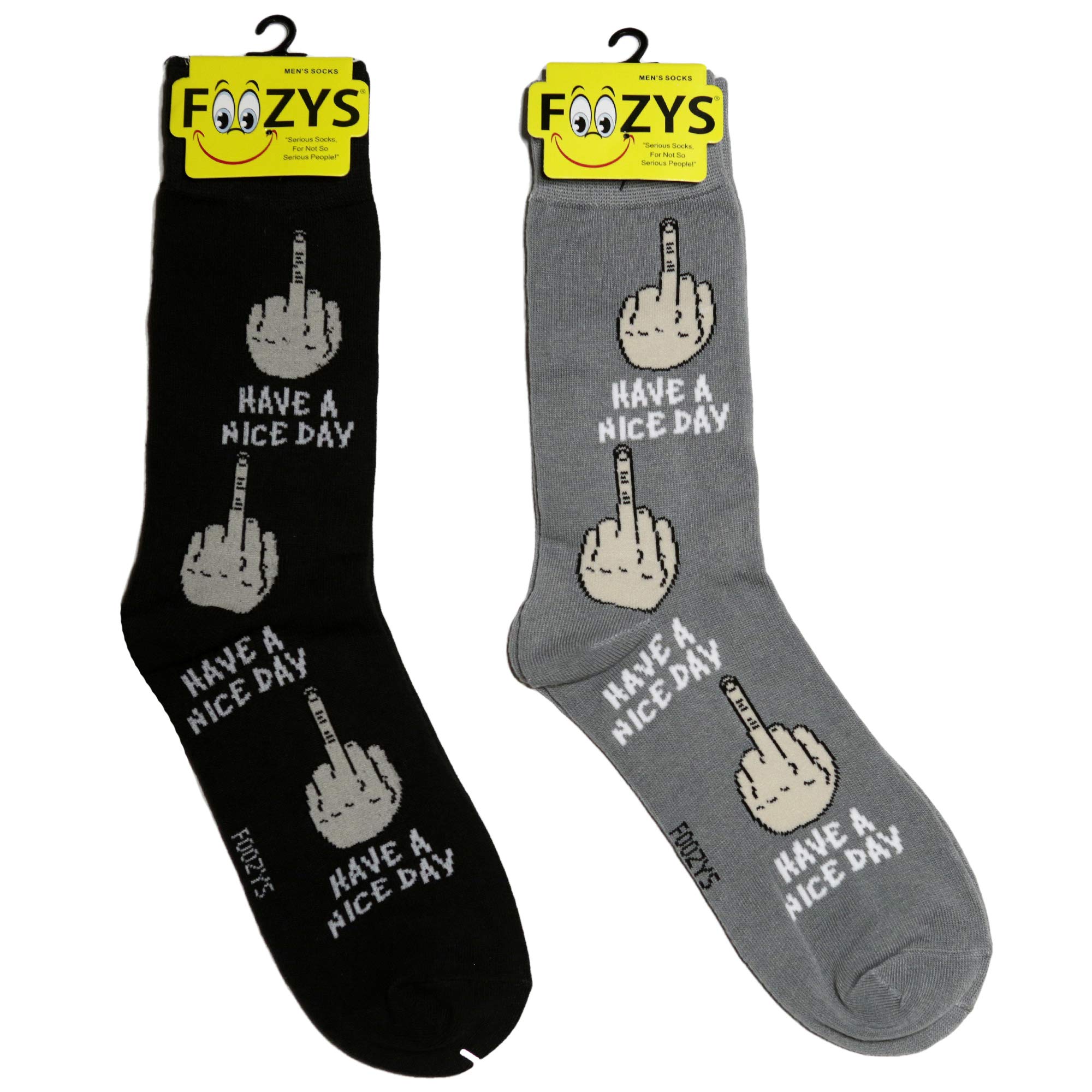FoozysMen’s Have a Nice Day - Up to No Good Novelty Crew Socks | 2 Pair