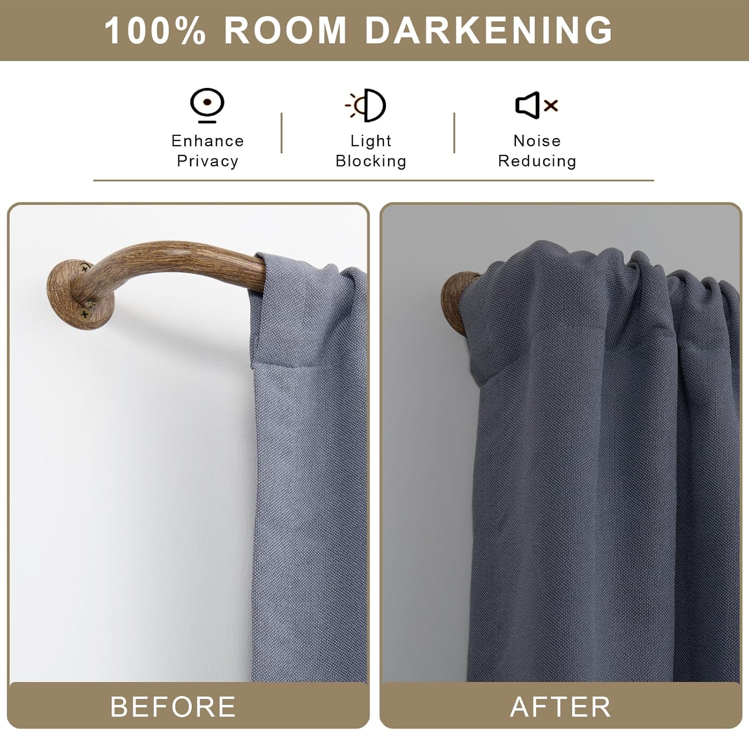 Room Darkening Curtain Rods for Windows, 28 to 84 Inches Splicing Construction Drapery Rod, 1" Adjustable Blackout Wrap Around Curved Curtains Rod, Wall Mounted Ceiling Mounted, Wood Grain Imitation